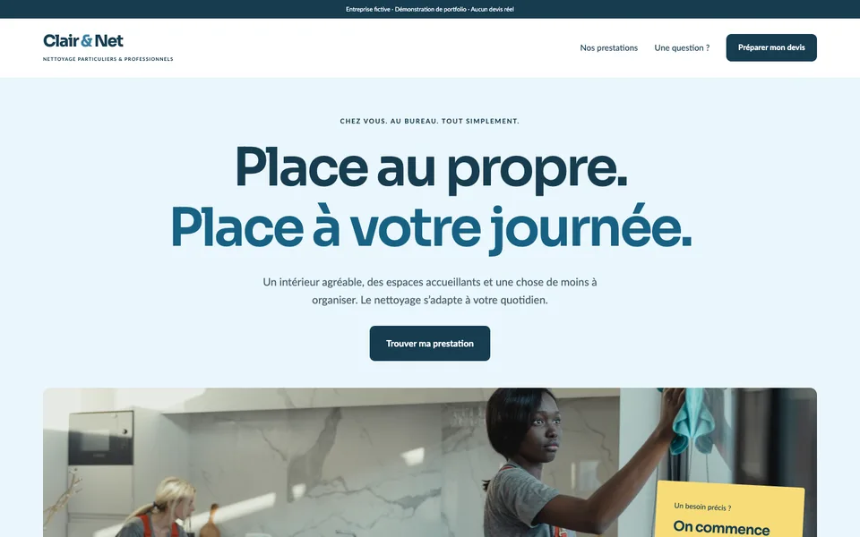 Projet Clair & Net - site web réalisé par Webpro Développement