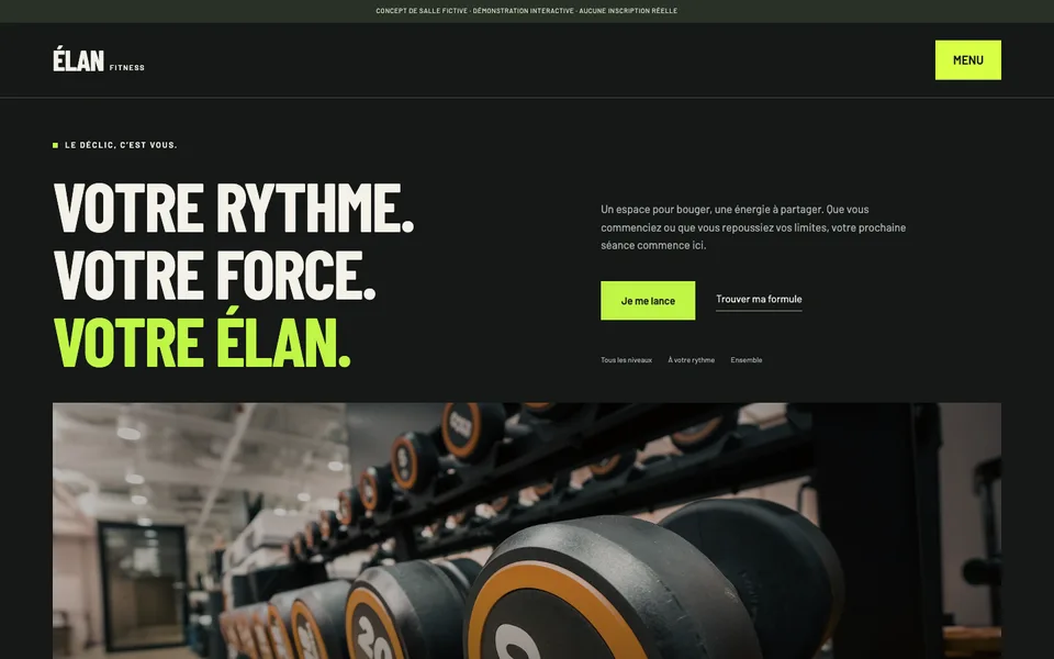 Projet Élan Fitness - site web réalisé par Webpro Développement